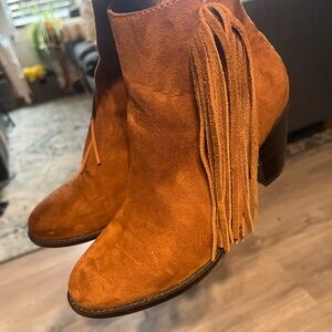 Target Tan Suede Fringe Ankle Booties